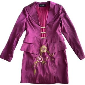 Pink Glitter Suit with Embroidered Skirt